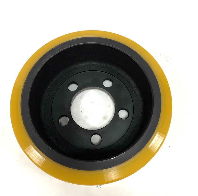 polyurethane (PU) hand pallet truck driving wheel solid tire with 5 holes