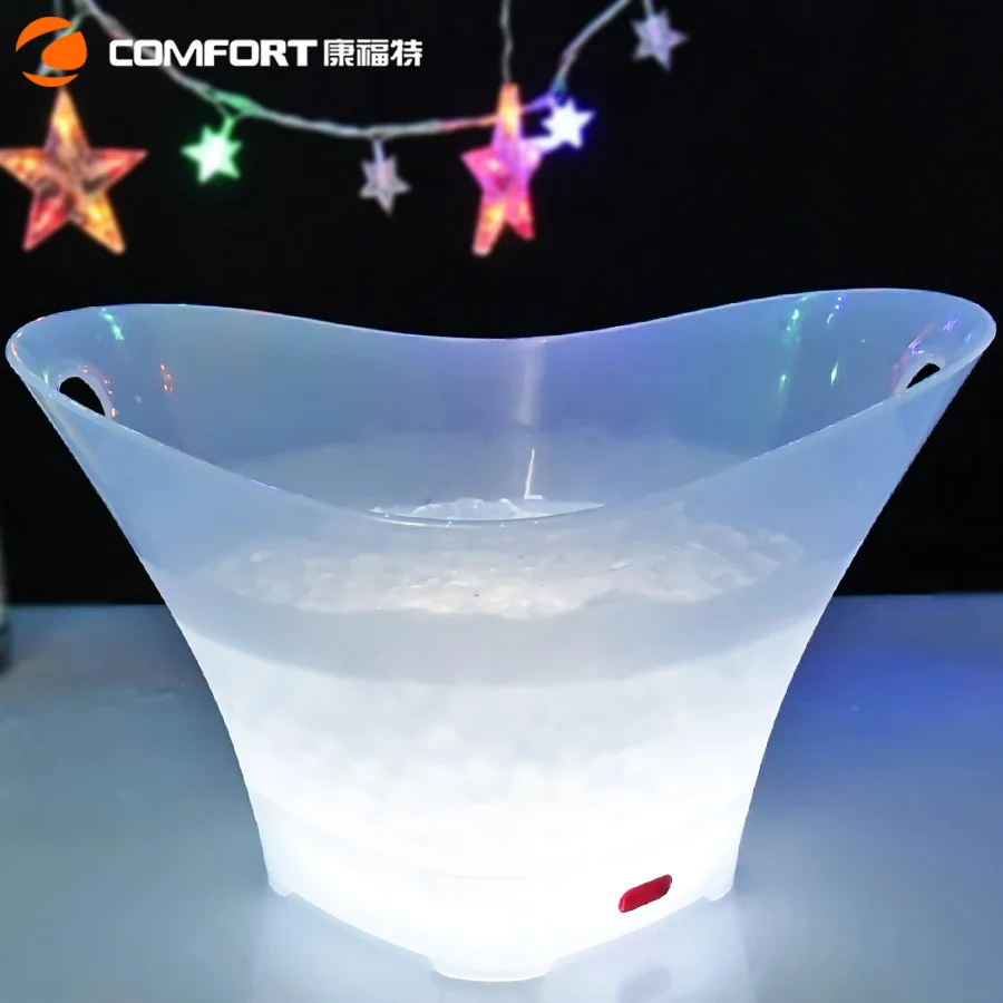 OEM manufacturer made beer wine champagne branded PP plastic oil engraved led ice bucket for decorative