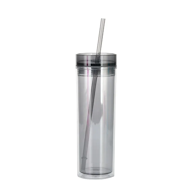 Template European and American INS style fashion SKINNY transparent straight double-layer straw water cup