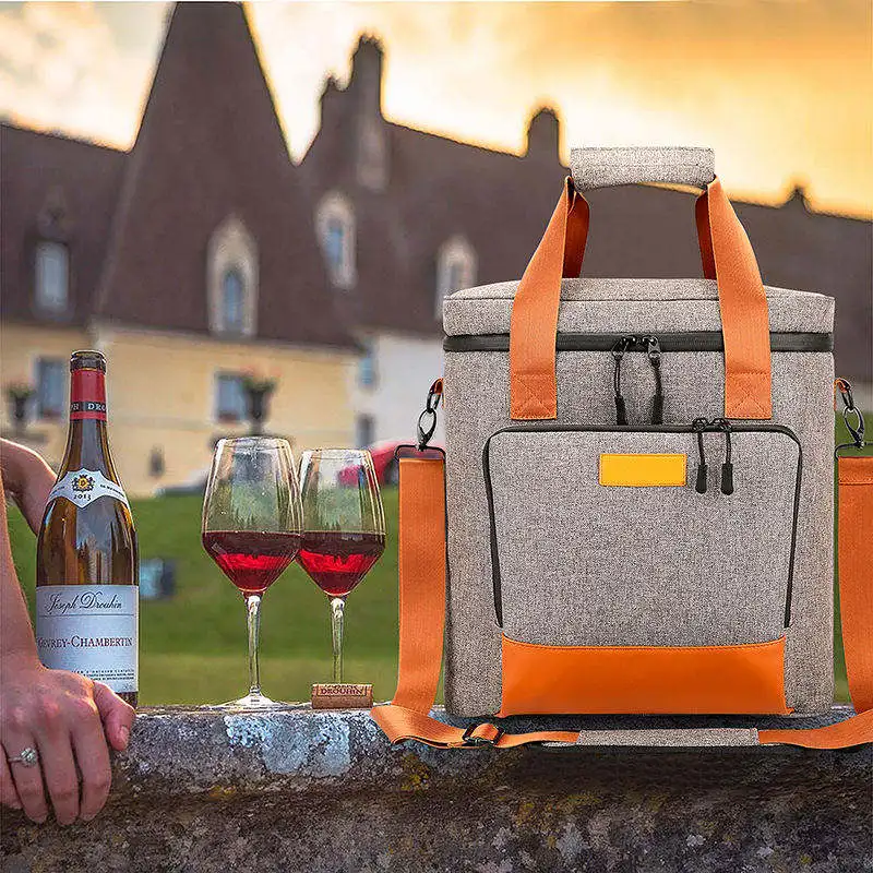 OEM Foldable Travel Cooler Bags Sac Isotherm Wine Carrier 3 Bottle Capacity Tote Bag For Wine Lover Gift Leakproof Picnic Bag