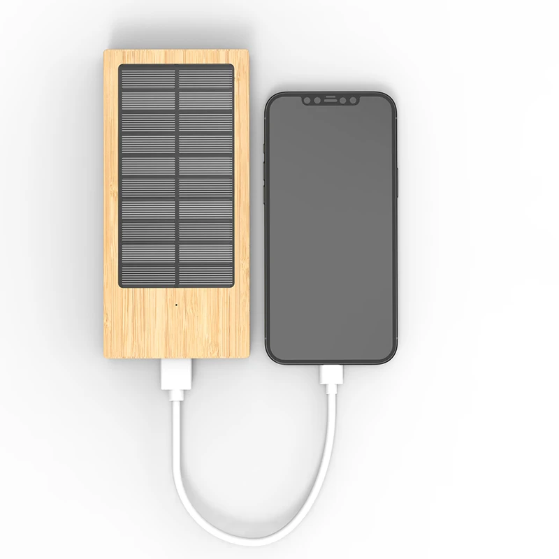 OEM ODM Service Usb Micro USB TYPE-C Bamboo Powerbanks External Solar Powerbank 8000mah Solar Power Bank