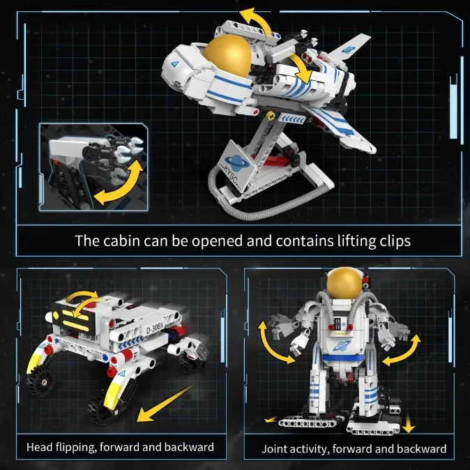 2.4Ghz 3 In 1 Space Astronaut Programming App Remote Control DIY Assembly Building Block Stem Walking Robot Model Toy For Kid