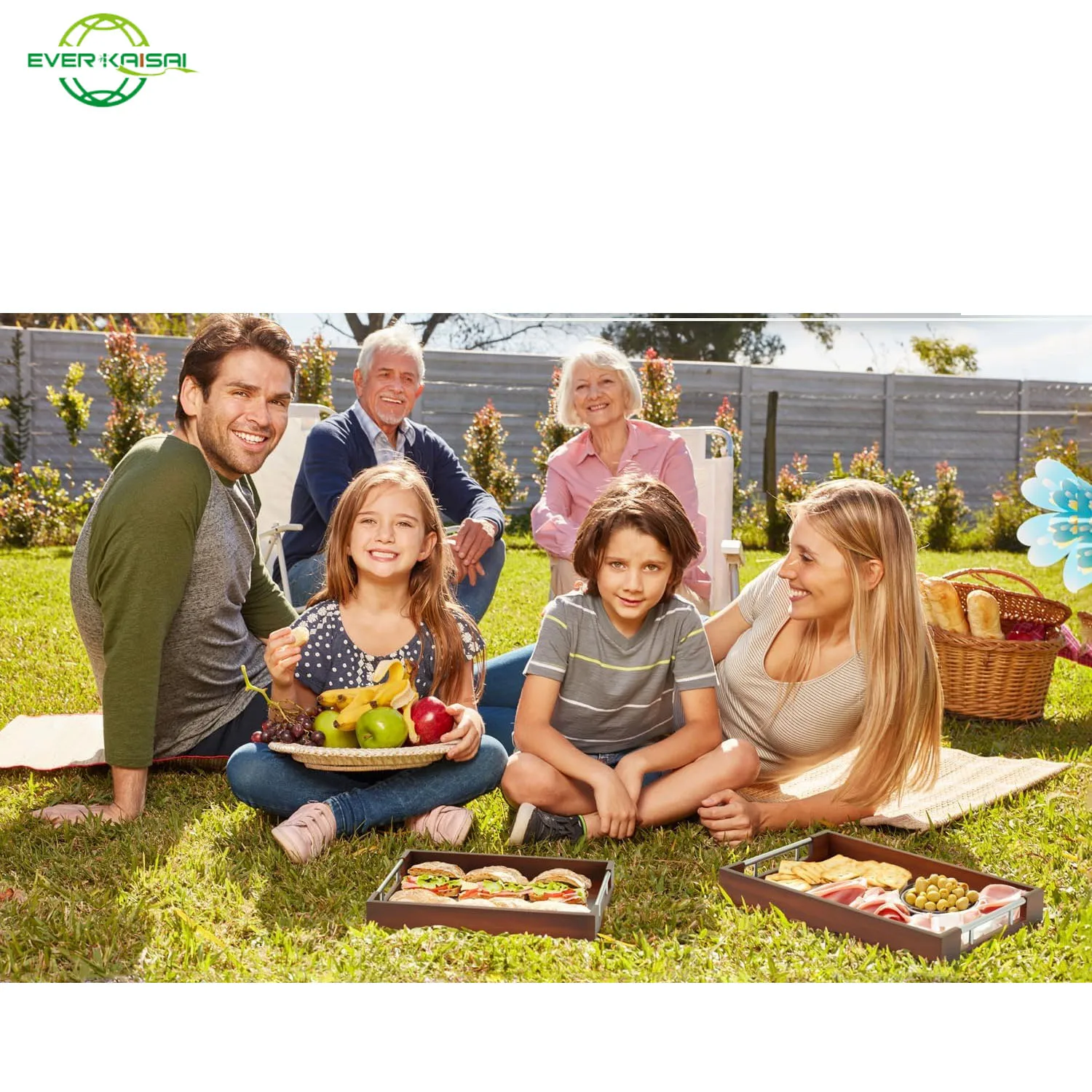 A set of 2 Modern Bamboo Trays  with Metal Handles, Dark Brown Wooden Pallets for Entertainment and Food Supply, Kitchenware set
