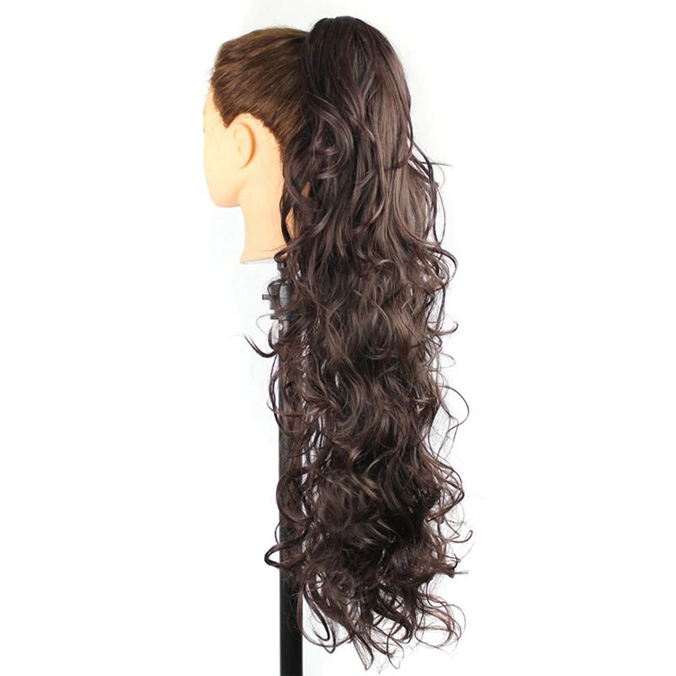  High Temperature Fiber Synthetic Afriacan Women Long Loose Wave Curly Claw Clip In Ponytail Hair Wigs