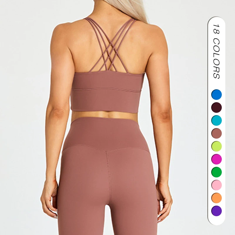 LQ8639 Women Cross Back Yoga Sets Wholesale Athletic Wear Sports Bras Leggings Gym Fitness Sets woman gym clothes