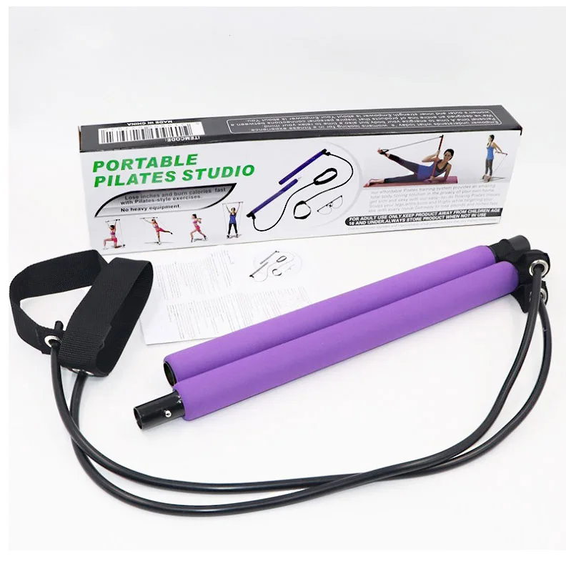 Wholesale Exercise Accessories Portable Yoga Pilates Bar Stick With Resistance Bands