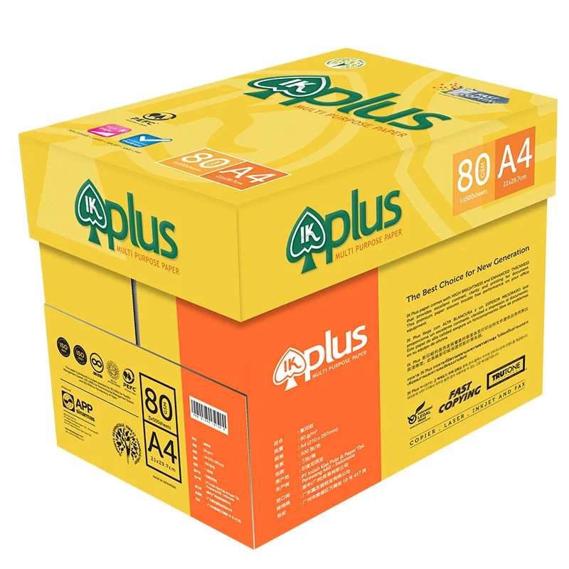 International Size A4 Ik Yellow Paper A4 Copy Paper 80GSM 70GSM