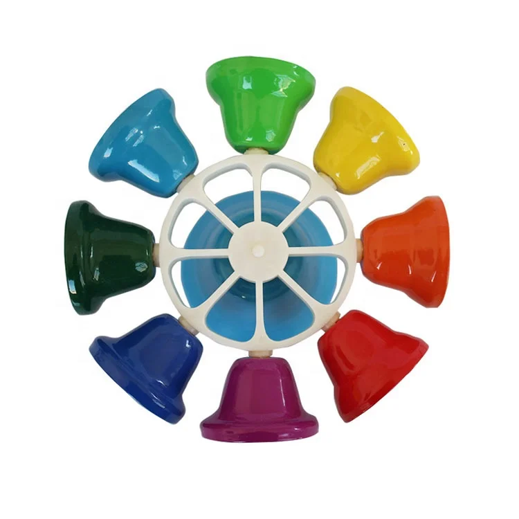 Innovative products for sell school teaching aids colorful percussion toys 8 notes brass hand bells