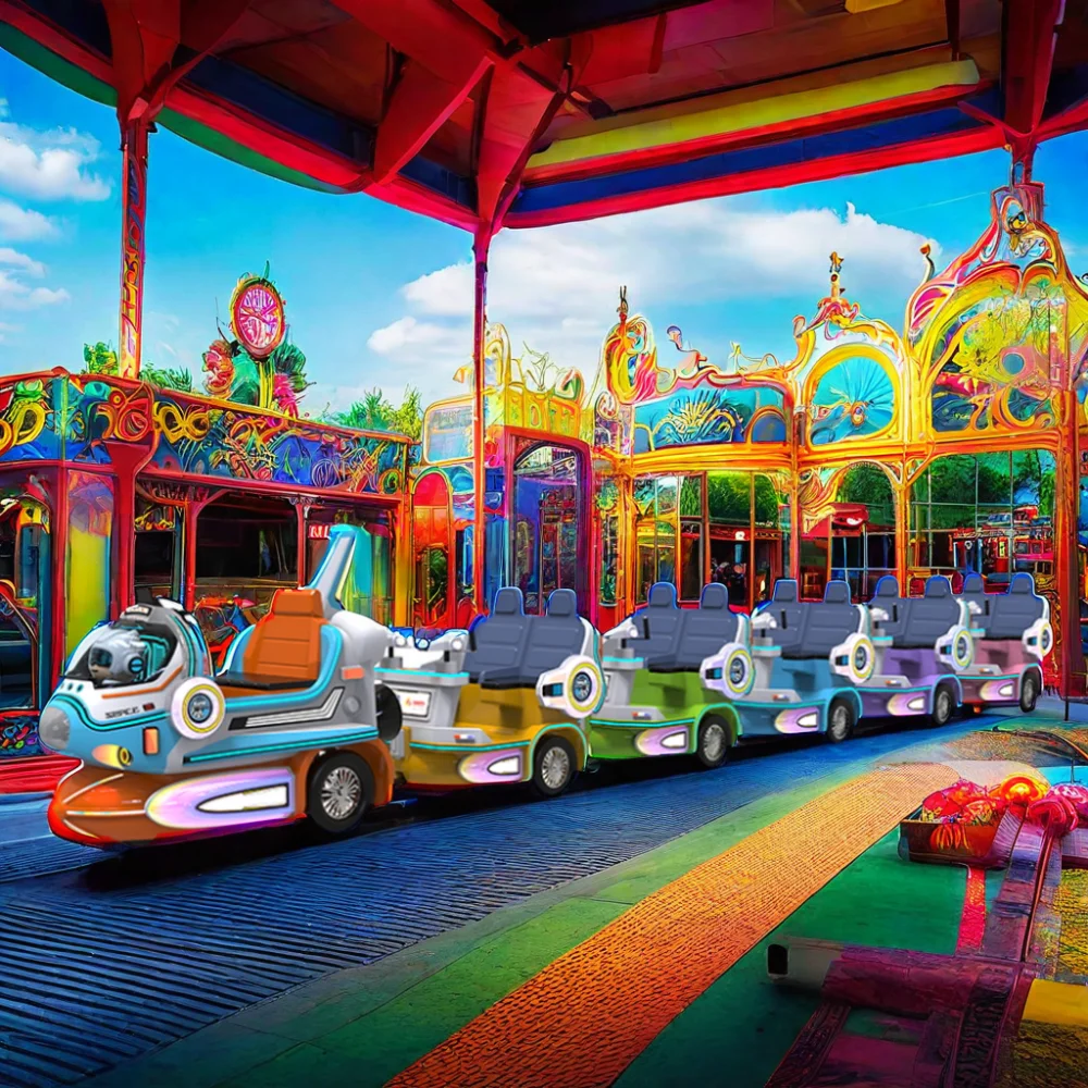 Electric Train Ride for Kids 5 Carriage Trackless Train for 21 Players for Amusement Park Use ding jin