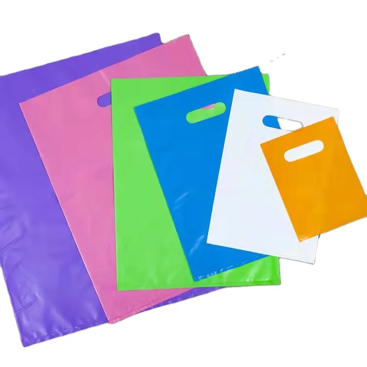 Custom Plastic Bag For Shopping  Reusable  Print Logo With Handle  Package For Clothing   Gift Wholesale Multi-Size