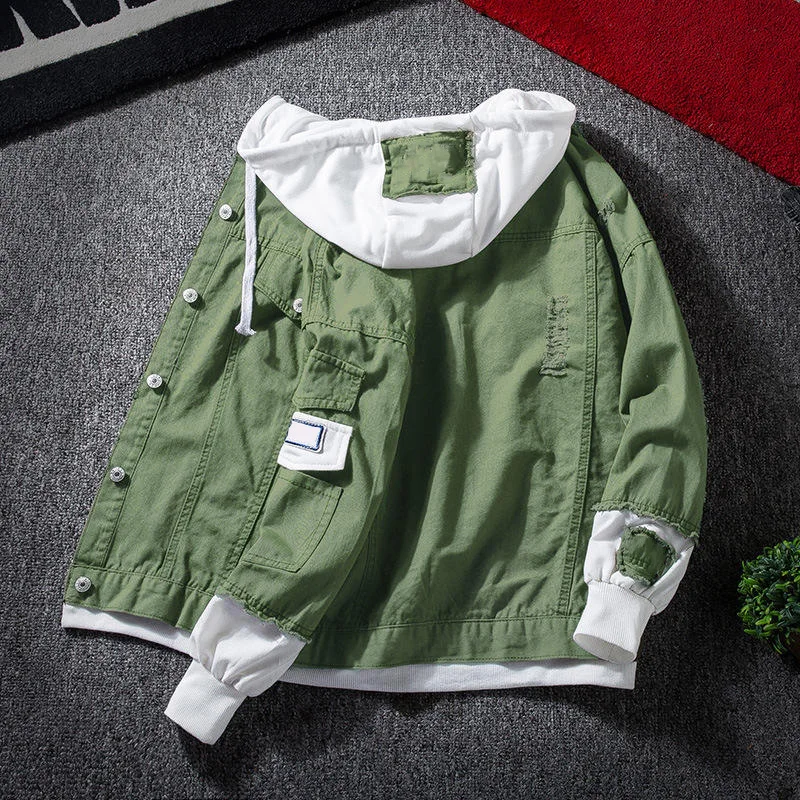 Customized Hooded Mens Jackets Slim Fit Street Trench Casual Sports Hip Hop Bomber Washed Mens Coats