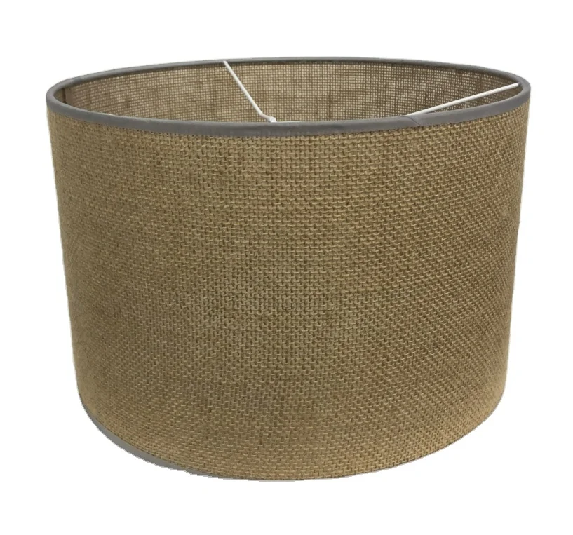 Traditional Modern Cylinder Table Pendant Lampshade Drum E27 or B22 Light in Natural rough linen lampshade