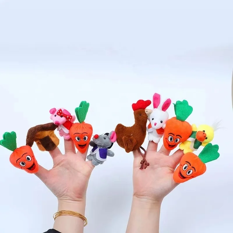 Funny Zodiac Animal Finger Puppets Cartoon Plush Monkey Finger Puppets Toys for Sale