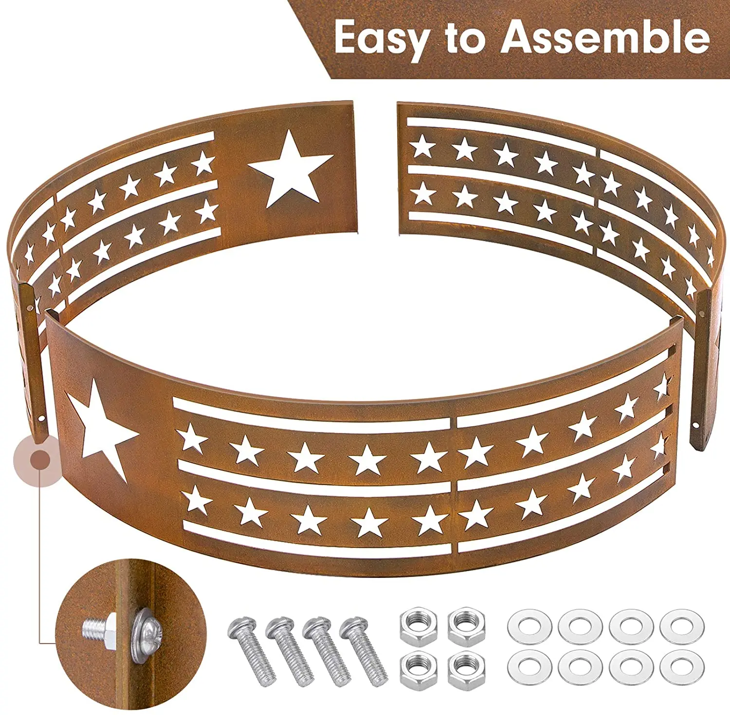 30-inch Fire Outdoor Pits Liner Camping  Portable Fire Wood Burning Heater Metal Fire Pit Ring