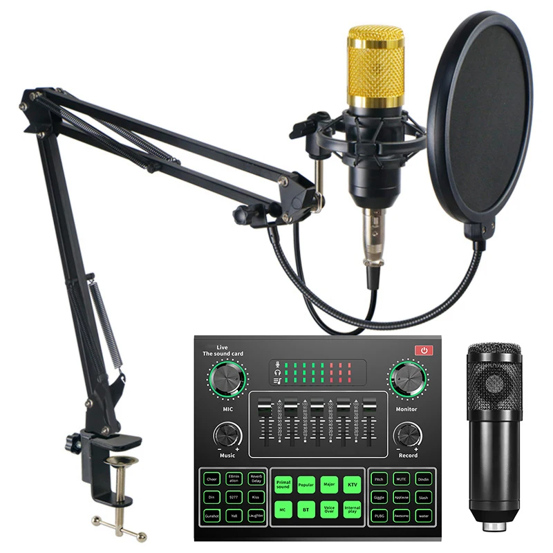 USB V9 Sound Card bm800 mic professional studio microfono condensador bm 800 podcast equipment microphone and sound card set