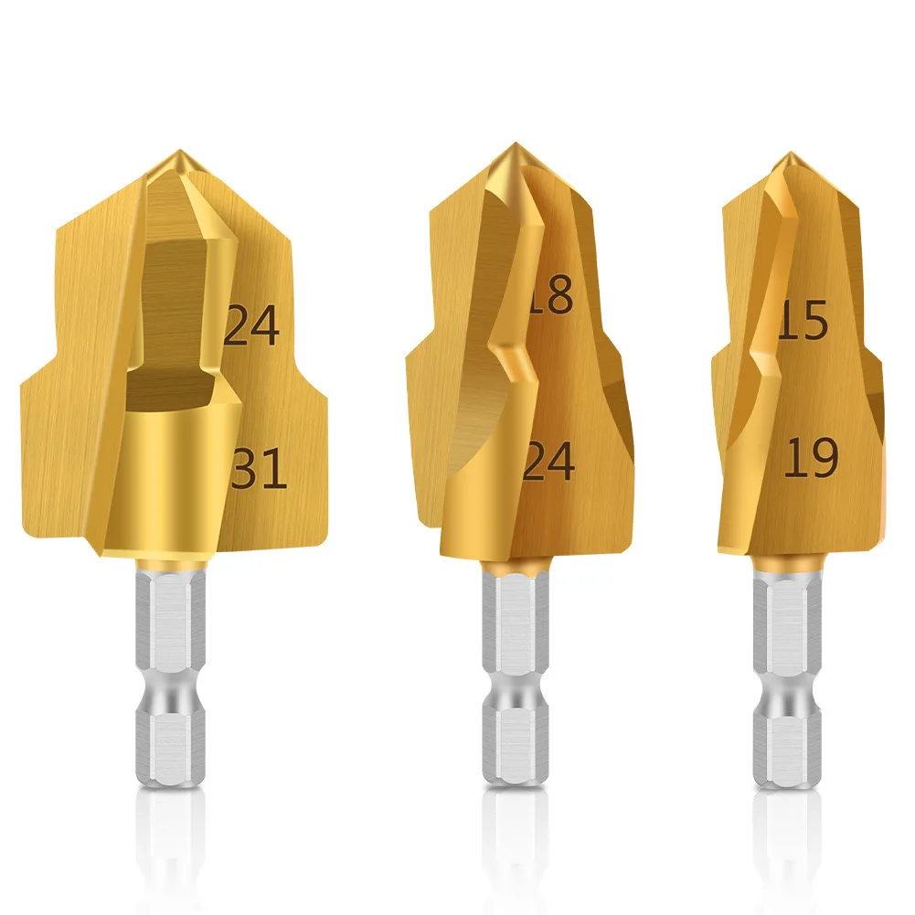 Titanium Coated Hexagonal Handle Hex Shank 20/25/32 HSS Water Pipe PPR Lifting Stepped Drill Bit PPR Pipe Reamer Lift Bit