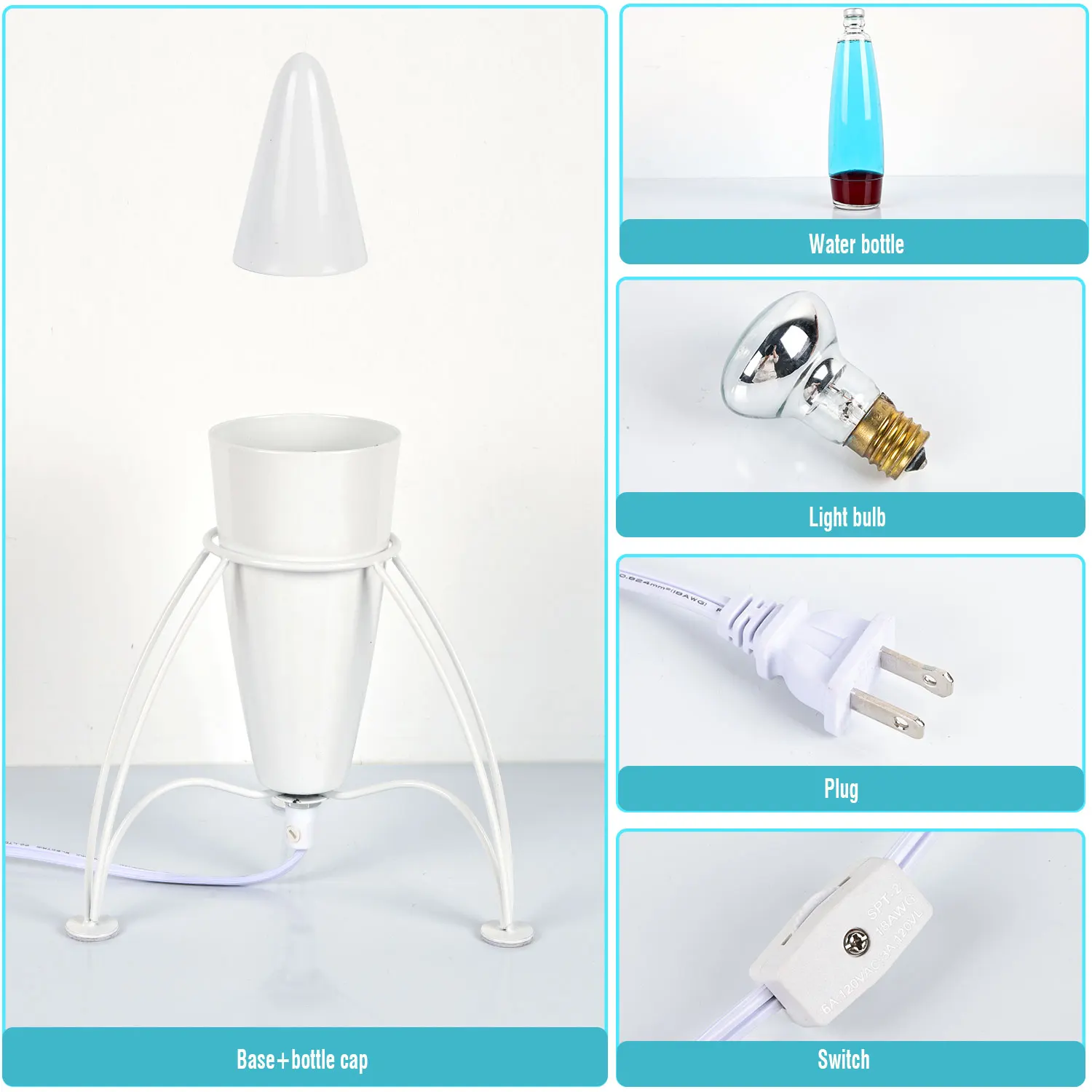 Modern funky lovely relaxation new style color changing rocket novelty plastic motion floating lava lamp