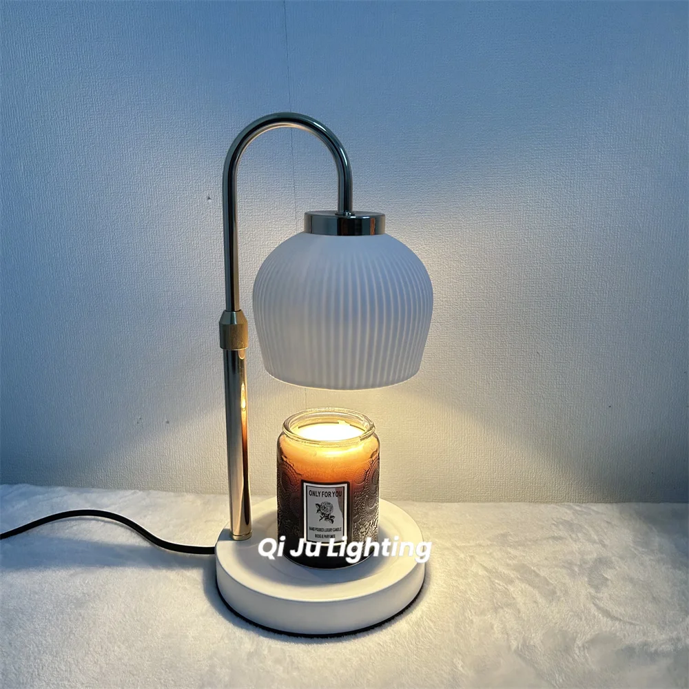 Room Bedroom Home Decoration Romantic Height Adjustable Lampshade Timer Switch Ceramic Electric Candle Warmer
