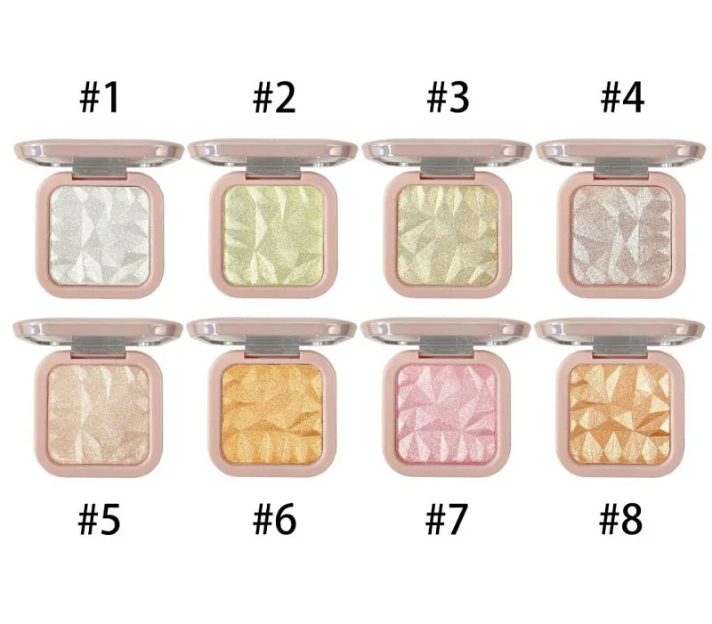 Custom logo 8 colors vegan high pigmented highlighter face pressed contour powder private label highlighter makeup palette