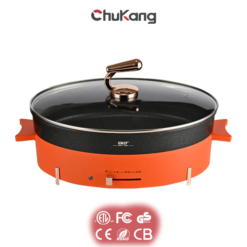 Chukang mini auto-thermostat control electric pizza pan multi non-stick coating cooker made in China