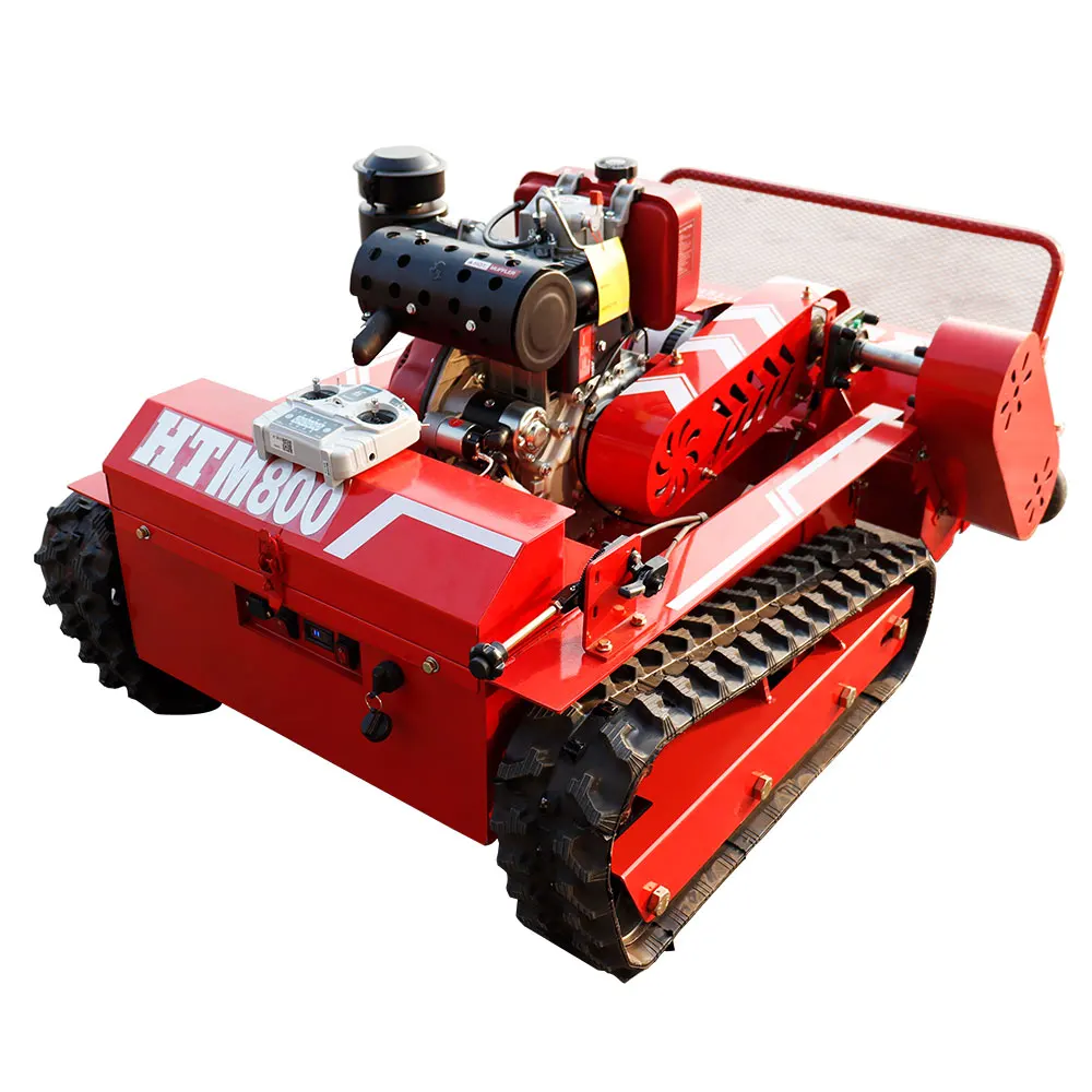 800mm Mowing Width Diesel Engine 192F Professional Robot Crawler Lawn Mower RC Brush Cutter for Agriculture