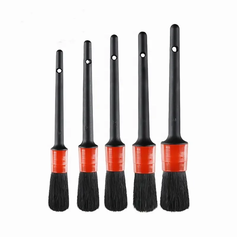 Customized size 5 pcs car detailing brush set car interior and exterior car detail cleaning brush