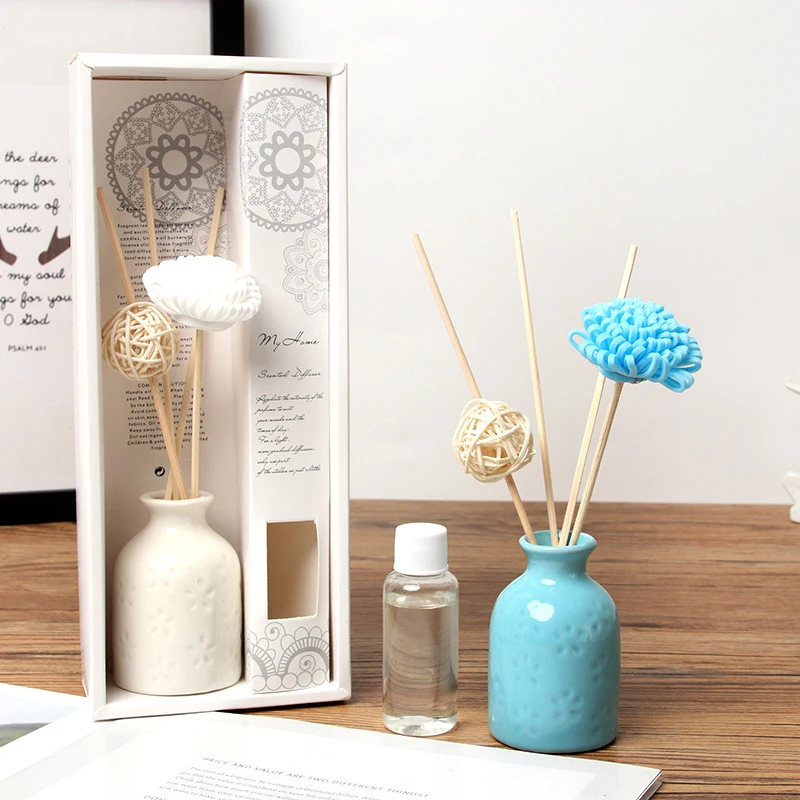 Custom Ceramic Bottle Diffuser Vase Home Aromatherapy Air Freshener Essential Oil Aroma Reed Diffuser