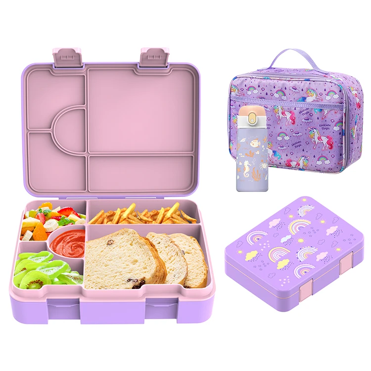 Custom Printed Single Layer 1.3L Food Grade PP Plastic Bento Lunch Box for Adults and Teenagers for Work Office or School