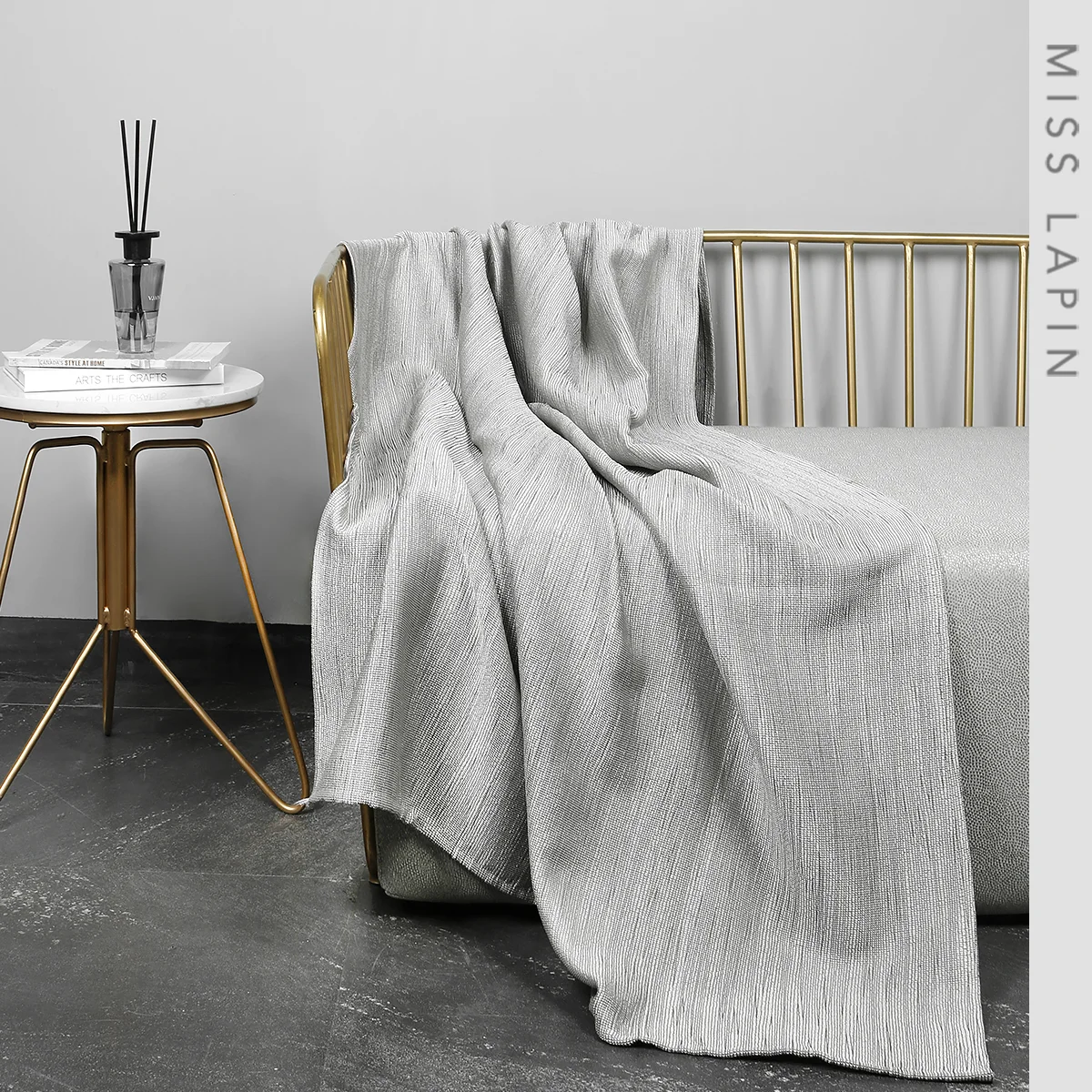 Interior Design Bedding Throw Stripe Texture Jacquard Decorative Luxury Gray Throw Blankets for Beds