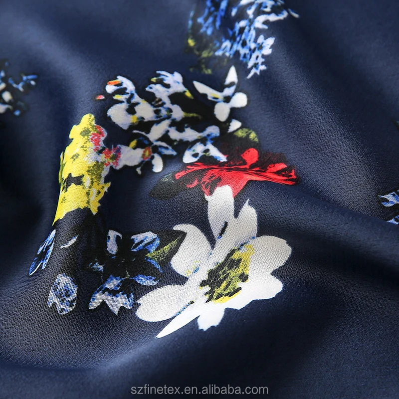
wholesale 100% polyester printed satin fabric high twist silk-like fabric satin print fabric 