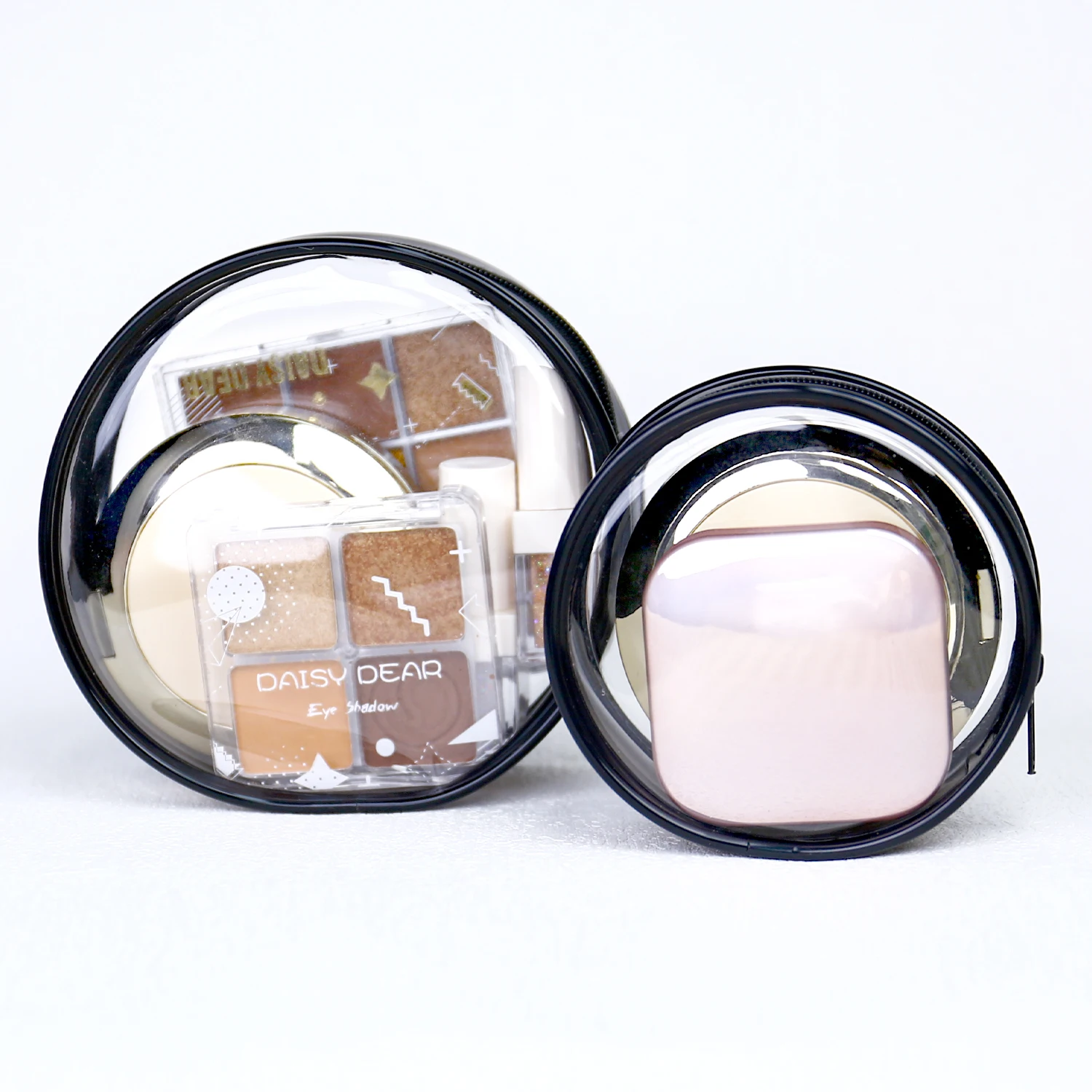 Round Transparent Cosmetic Bag Organizer Clear Toiletry Carry Pouch with Zipper Waterproof for Women Bathroom Travel