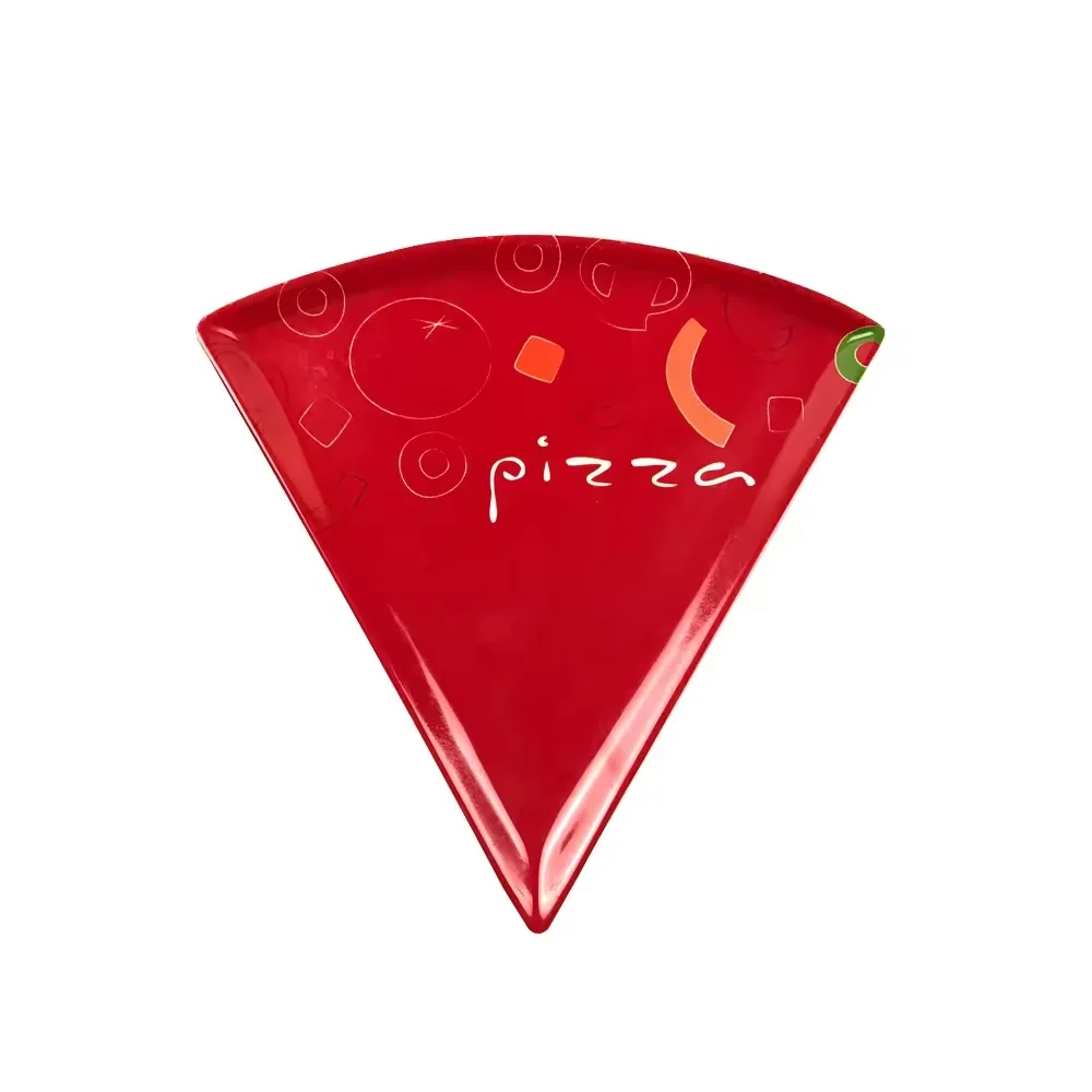 Light weight high performance triangle shaped pizza plate with custom design melamine snack plate