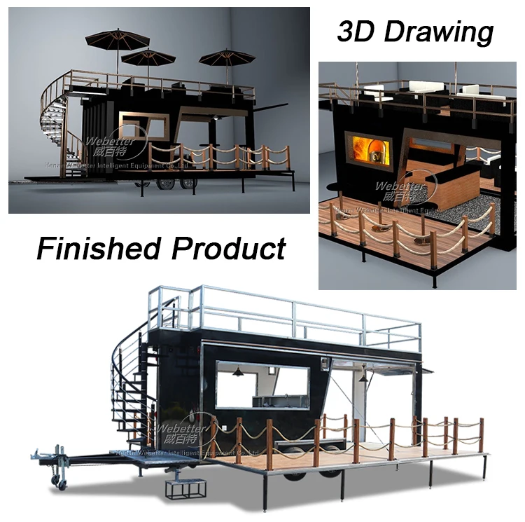 Unique design two story mobile fast food truck for sale in China