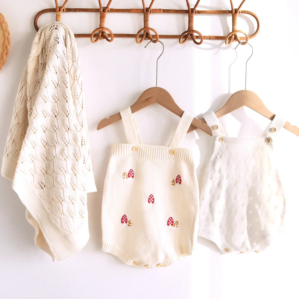 Newborn DIY Shower Gift Set Infant Toddler Girls Clothes Suspenders Solid Color Organic Cotton Baby Romper Plain bodysuit onesie