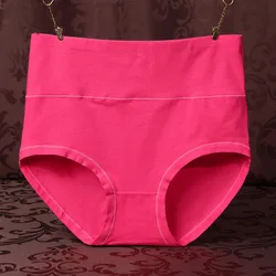Трусики женские с высокой посадкой, нижнее белье из хлопка и спандекса, мягкие дышащие, большие размеры