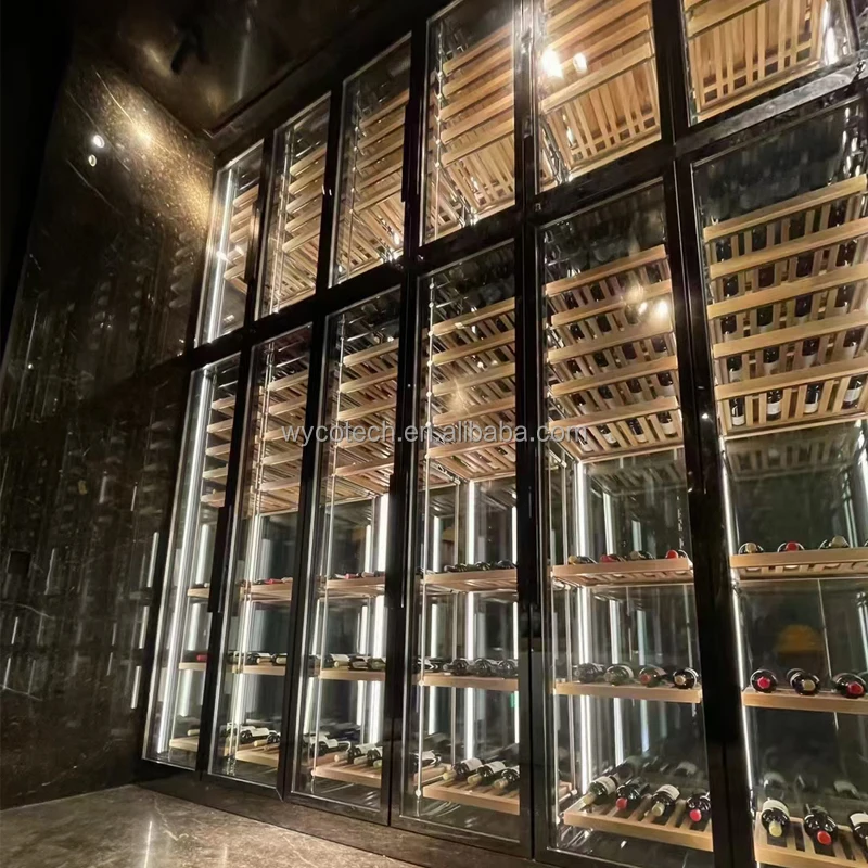 Customized Wine Refrigerator Cabinet for Hotel Restaurant Luxury Large Size Built in Wine Cooler under counter wine fridge