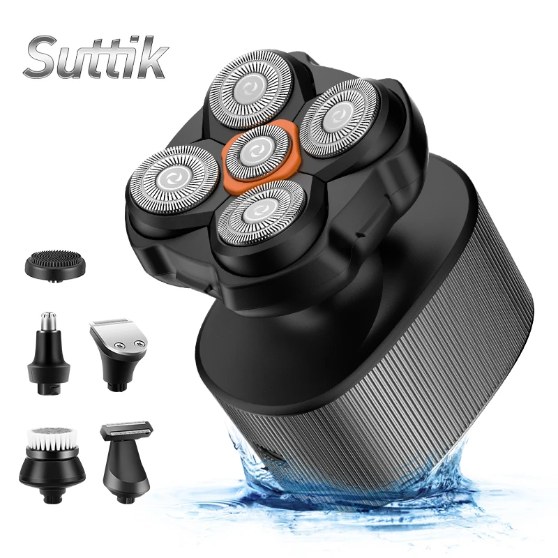Suttik LK-5288 IPX6 Водонепроницаемая Съемная новая бритва с пятью головками для ножей магнитная головка Вращающаяся мужчин зарядкой типа C