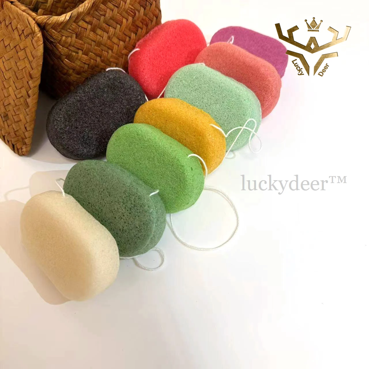 Biodegradable Natural Facial Washing Konjac Sponge Makeup Removing Puff Body Exfoliating Scrubbing Charcoal Cleansing Sponge