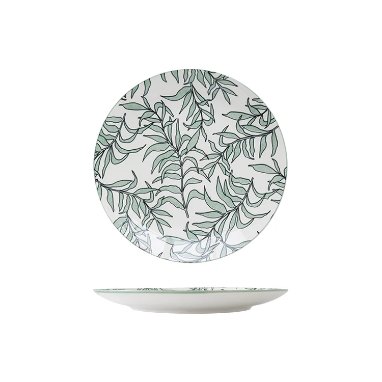 Exquisite ceramic tableware round flat plate shallow plate is suitable for catering industry