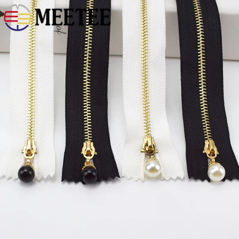  Meetee ZA222 Пользовательские 20-70 см 3 # жемчужная молния сплав закрытые золотые молнии для швейного аксессуара Авто замок жемчужный Съемник Молния