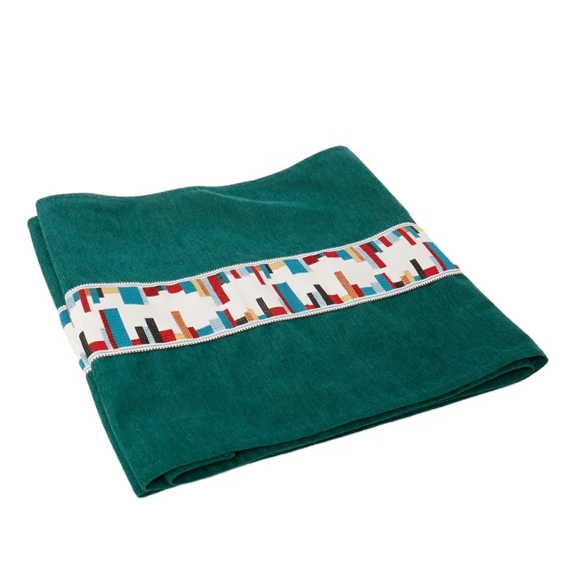 Modern geometric pattern jacquard table runner/handmade tassel embroidered table flag