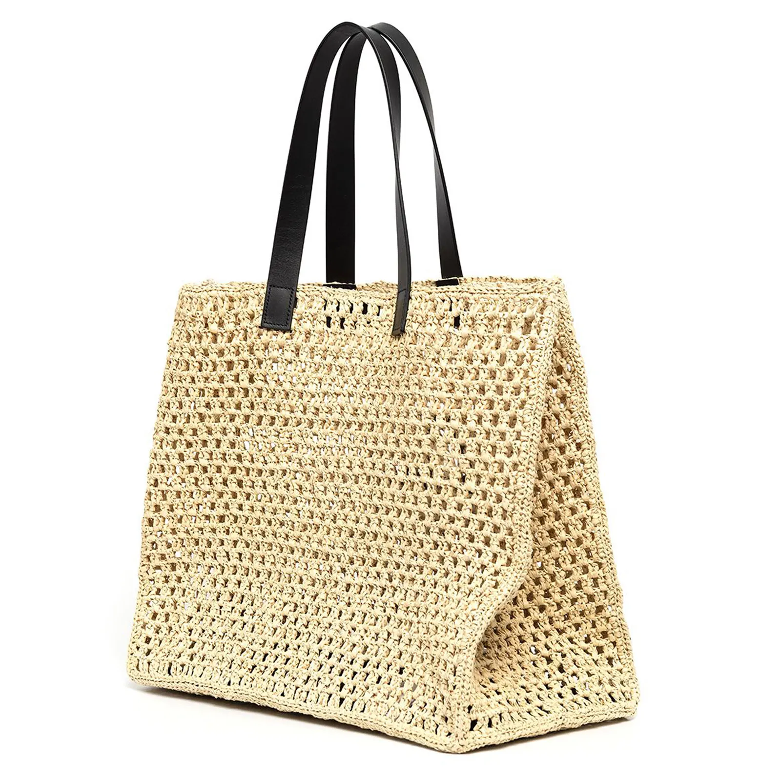 OEM Factory Black Shoulder Seagrass Bags Tote Straw Woven Beach Bag