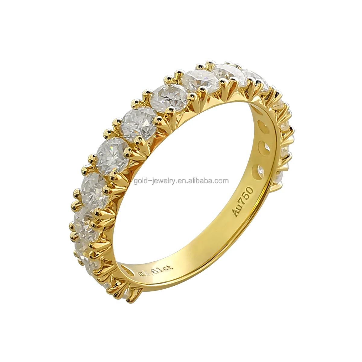 New Arrival AU750 18k Real Gold  Radiant Cut Lab Grown Diamond Ring Yellow Gold eternity Ring For Girls