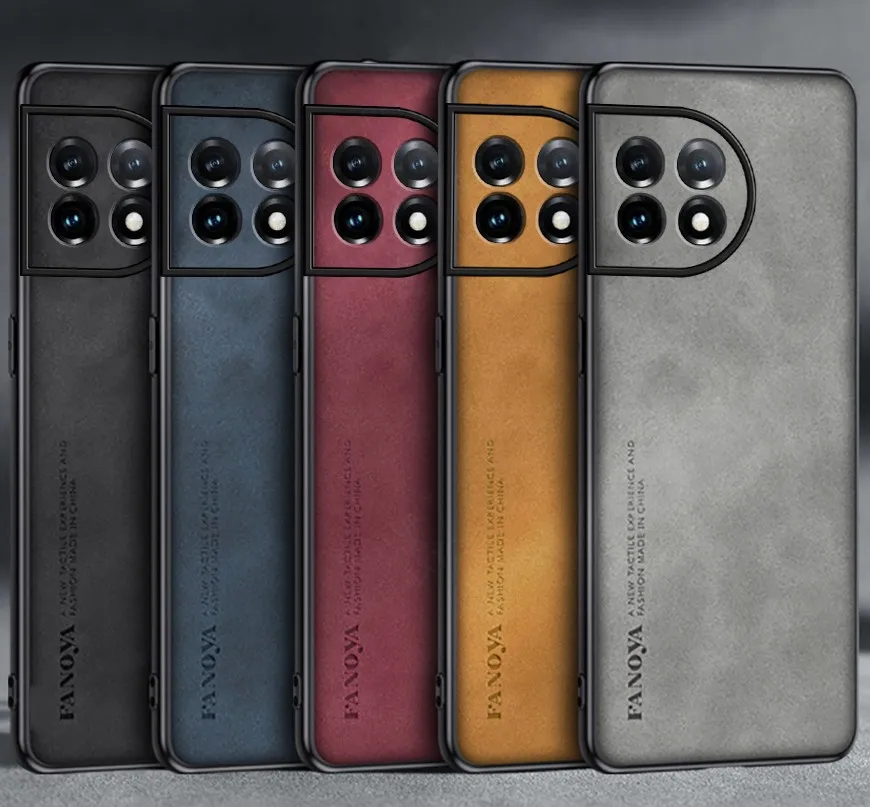 Sheepskin Leather Silicone Phone Back Case Cover For Oneplus 11 ACE 2V One Plus Nord CE 3 1+ 10 Pro Lens Shockproof Bumper Coque