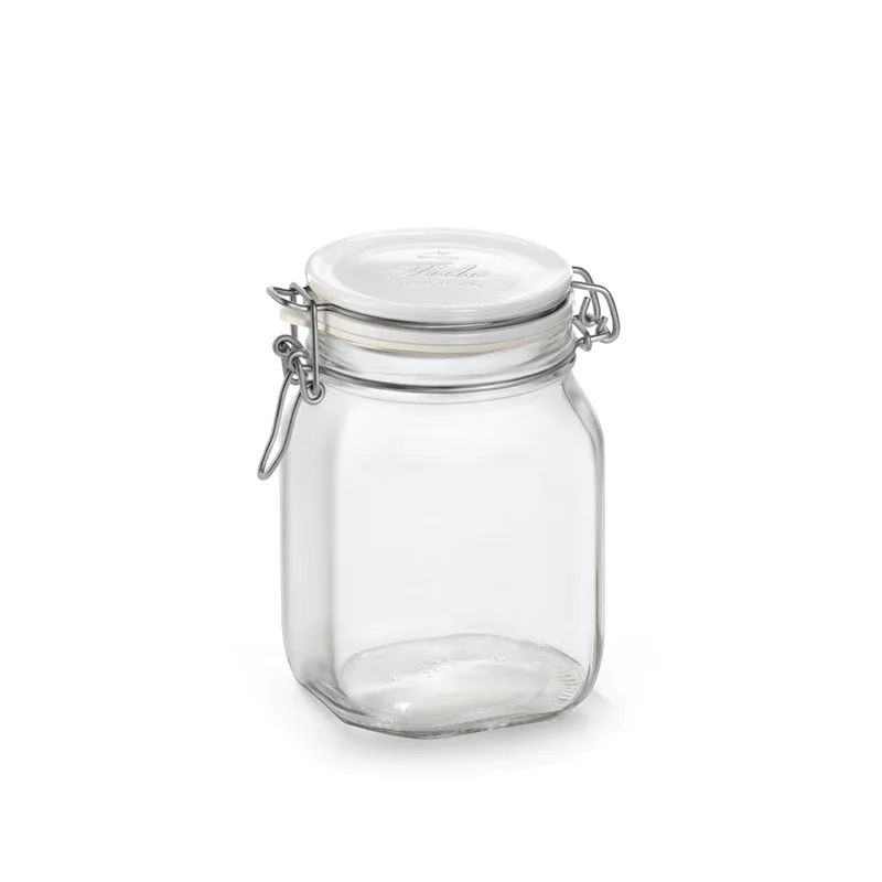 food container Rubber Stopper America market air tight spice clear glass jar with latch top factory wholesale