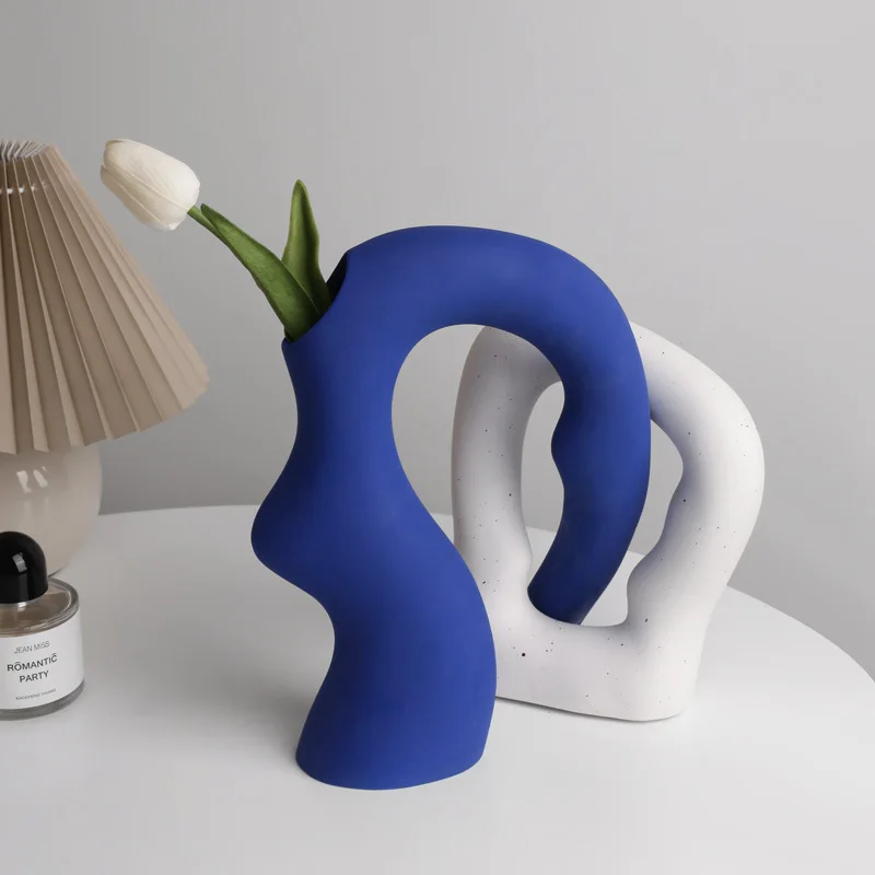 Vase decoration creative ceramic special-shaped contrasting color living room flower arrangement home porch model room soft