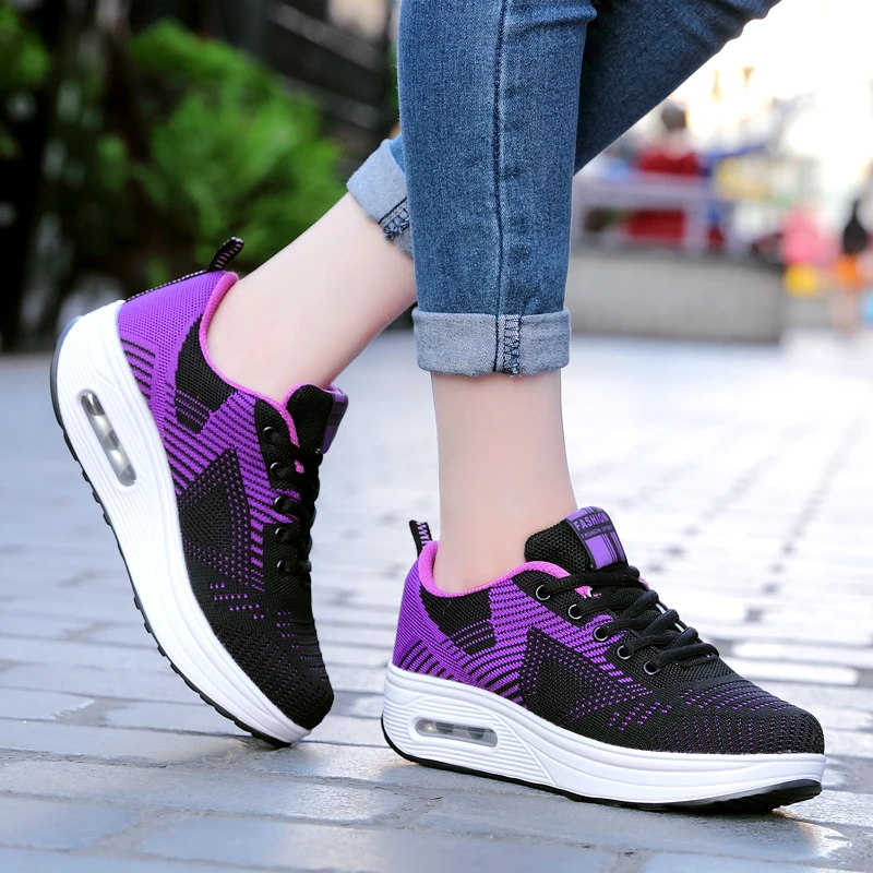RUIDENG Knit Upper PU Air Cushion Sole Casual Shoe For Summer Zapatos  Zapatillas Fitness & Cross-Training Shoes Sport Shoes