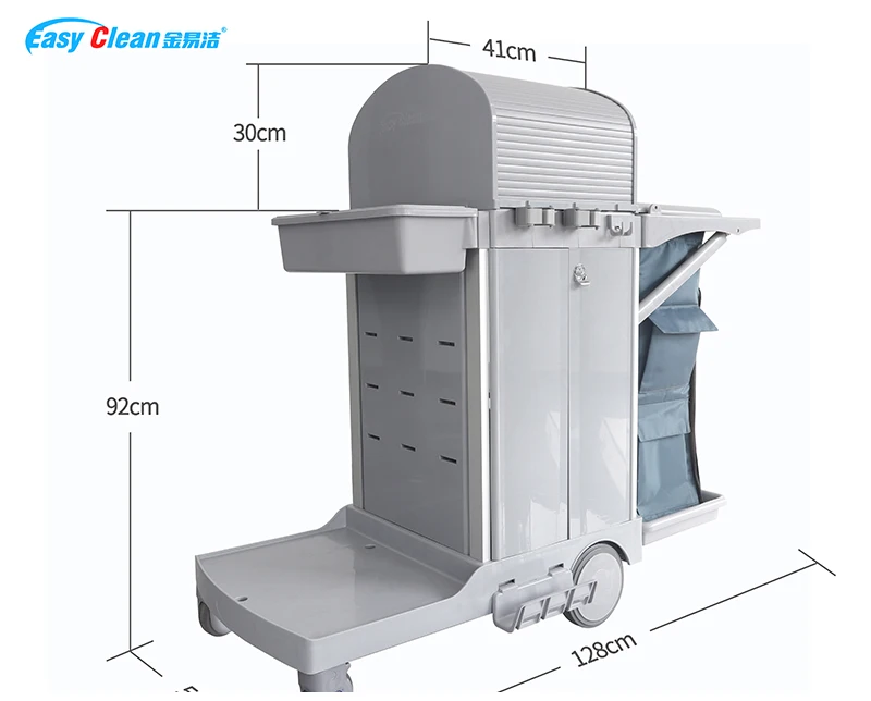 ECG  hospital cleaning or building cleaning safecontrol lockable flat mop cleaning janitor cart trolley