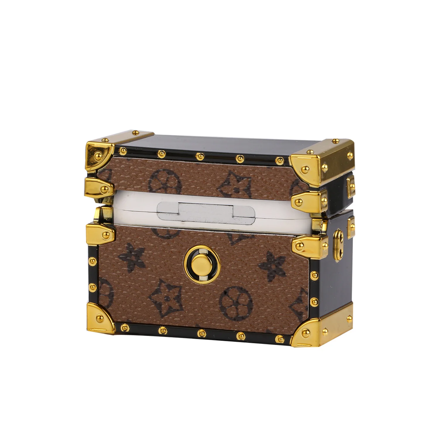 Роскошный кожаный чехол для наушников airpods pro с квадратным дизайном и шнурком на заказ