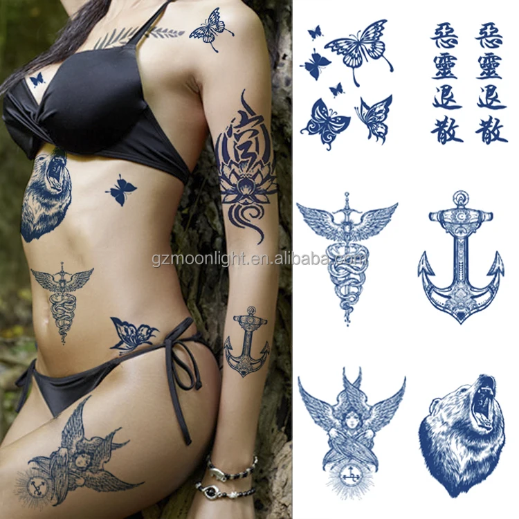 Herbal juice temporary tattoo semi permanent water transfer temporary non-toxic body makeup tattoo sticker